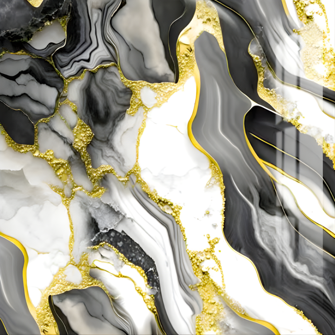 Marble Black White Gold Wallpaper WL012