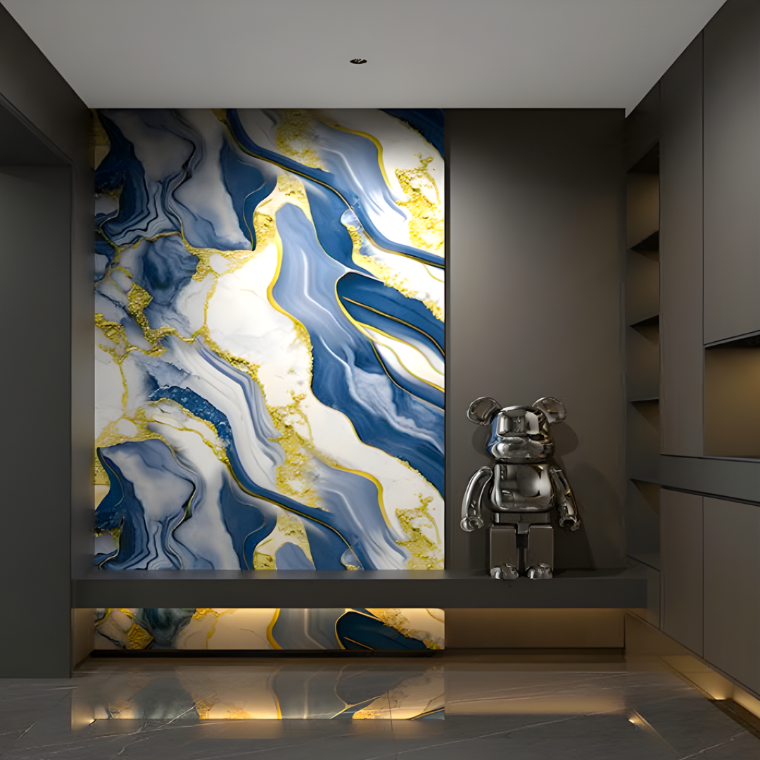 Marble Blue Ocean Gold Wallpaper WL013