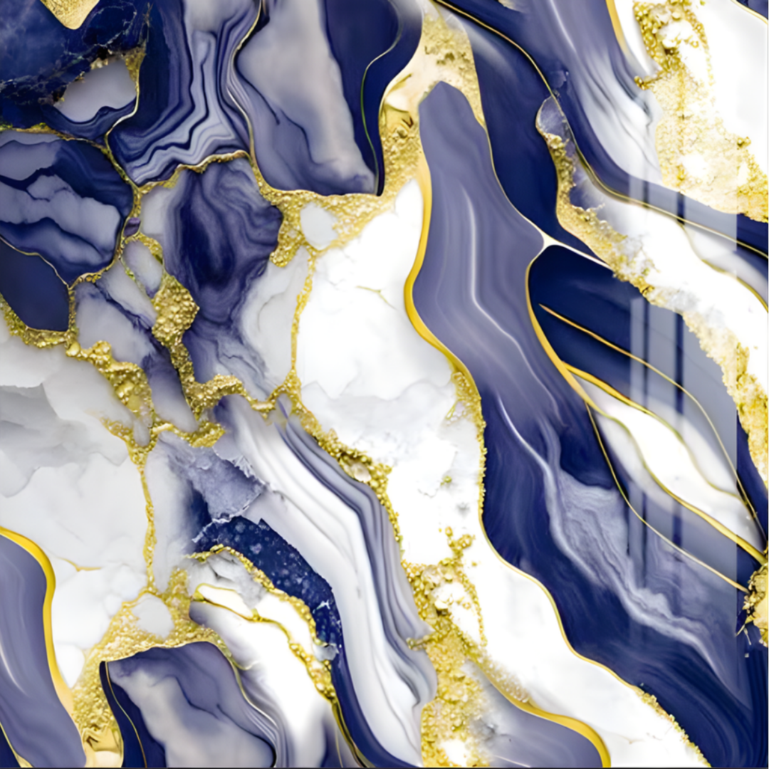 Marble Blue Gold Wallpaper WL014