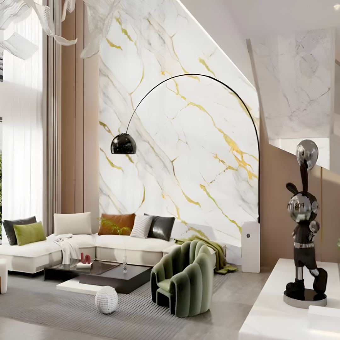 Marble White Gold Wallpaper WL011